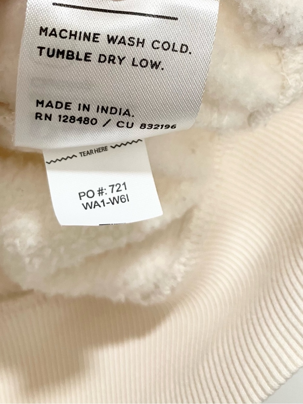 NWT Pact Merci Cloud Brushed Fleece Crew Sweatshirt Organic Cotton Cream Medium - Picture 7 of 8